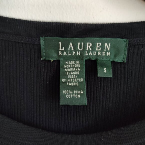 Ladies SZ S Lauren Ralph Lauren Black Three-Quarter Sleeve T-Shirt - Picture 4 of 4